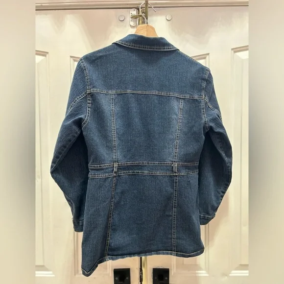 Vintage Denim Chore Jacket Longline Shirt Dark Wash - Picture 3 of 3